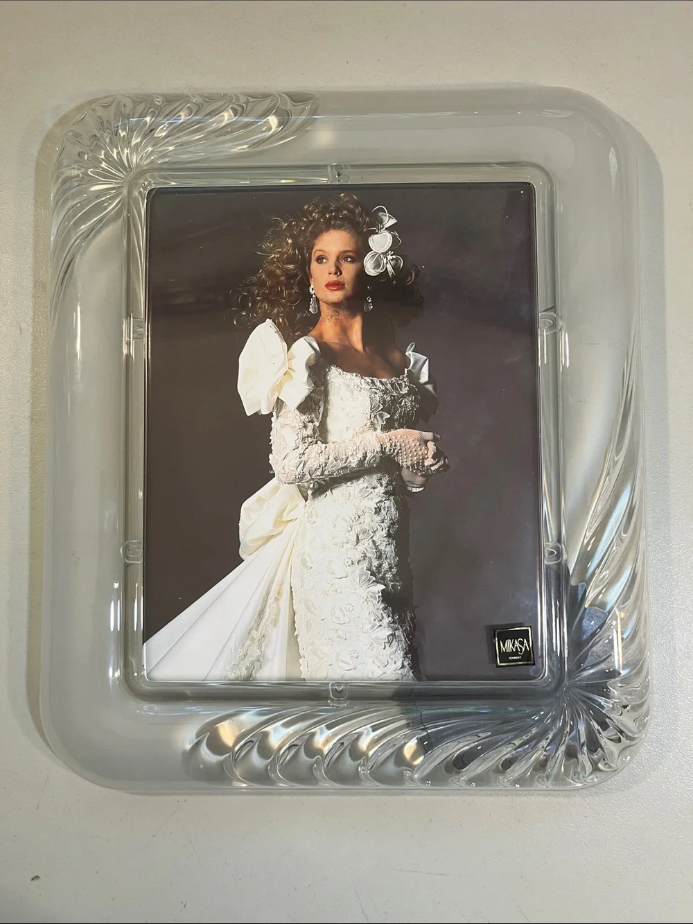 Mikasa Clear Glass Picture Frame with White Accents